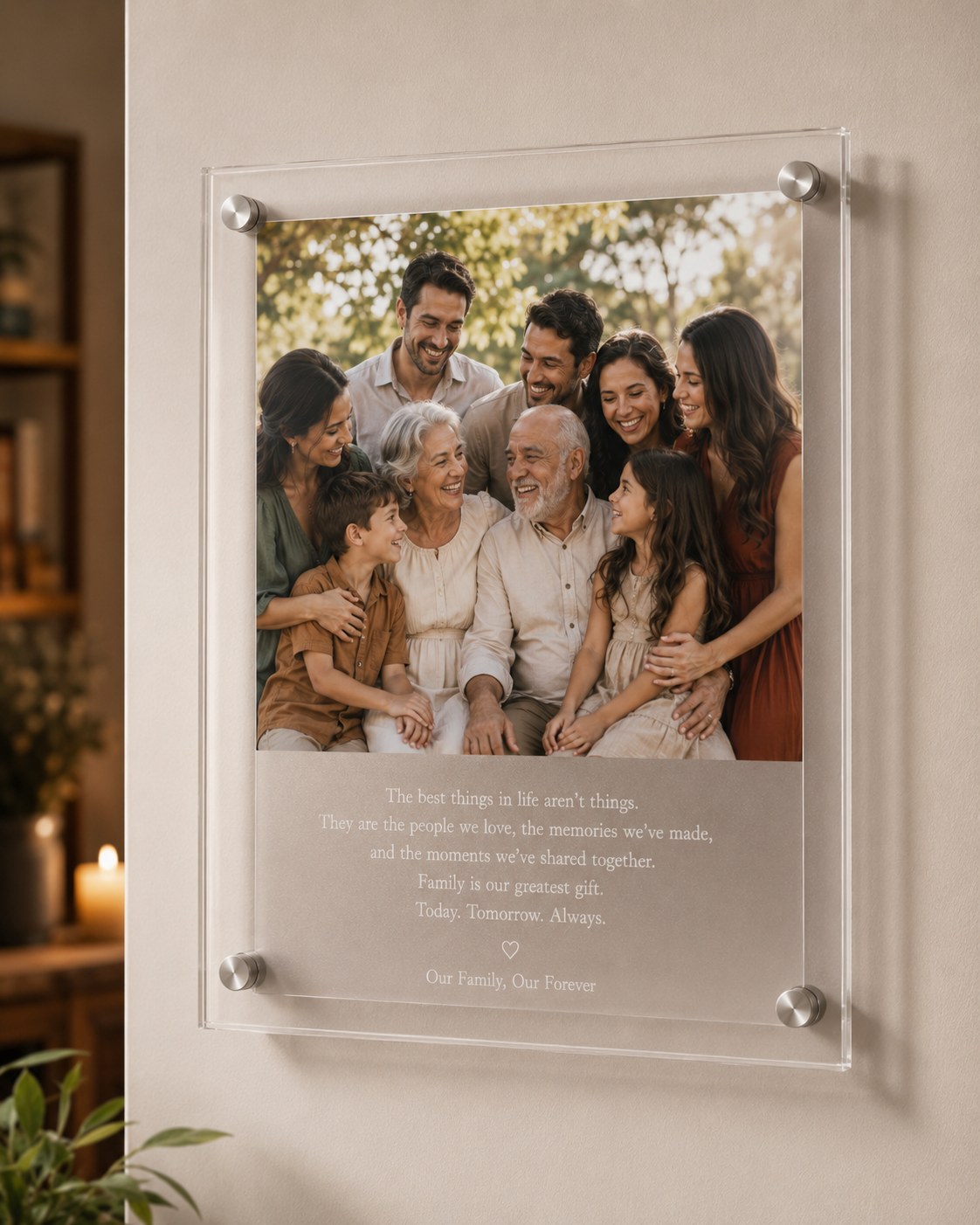 A Toast & Frame wall display for a family reunion